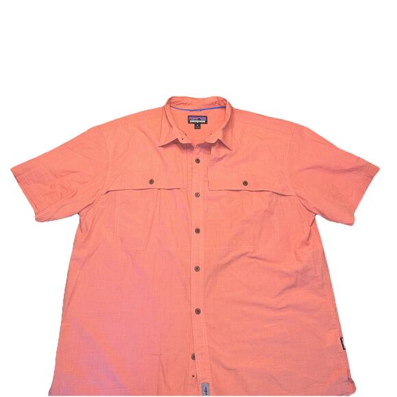 Patagonia Shirt Mens XL Orange Plaid Check Island Hopper Vent Fish Performance - Picture 1 of 6